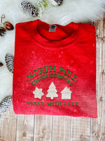 North Pole Bleached & Embroidred Crewneck