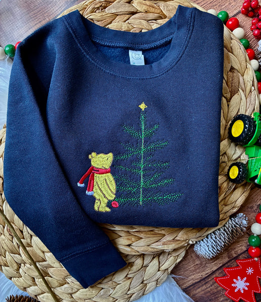 Bear with Tree-embroidered design