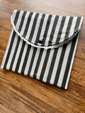 Striped Lace Quilted Pocket Snap Pouch- 7 1/4”x7 1/2”