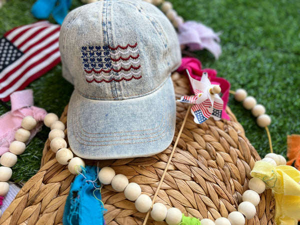 Flag Bow Embroidered Ball Cap
