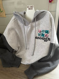 You are Enough-cropped fleece hooded sweatshirt
