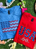 Patriotic embroidered tees & tanks