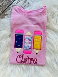 Pencil Embroidered Back to School