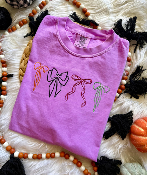 Spooky Bows-Embroidered Tee