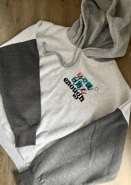 You are Enough-cropped fleece hooded sweatshirt