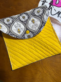 Bee Quilted Pocket Snap Pouch- 7 1/4”x7 1/4”