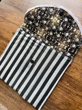 Striped Lace Quilted Pocket Snap Pouch- 7 1/4”x7 1/2”