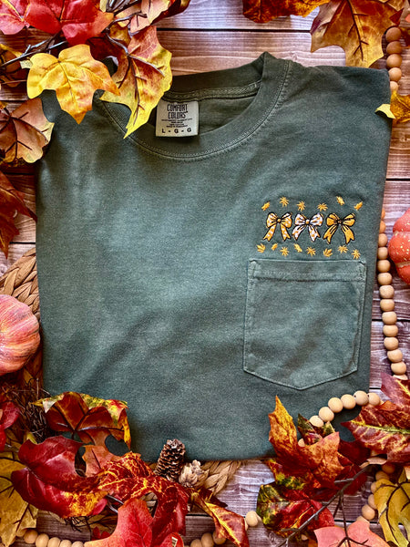 Bow, ribbon, leaves-pocket design