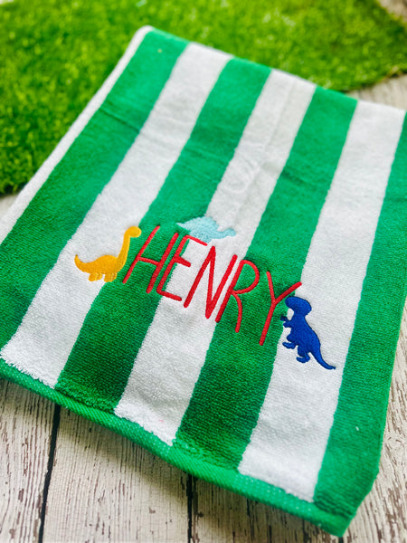 Dino Design Embroidered Beach Towel