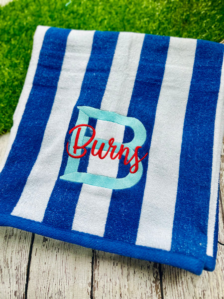 Letter Name Design Embroidered Beach Towel