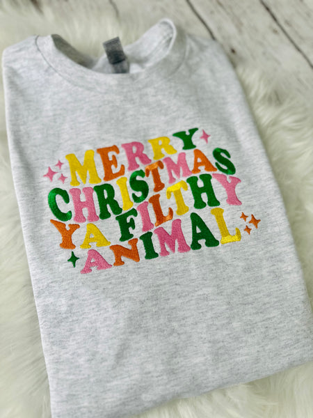 Merry Christmas Ya Filthy Animal Embroidery