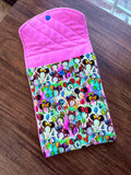 Pink Quilted Pocket Snap Pouch- 8”X5.5”