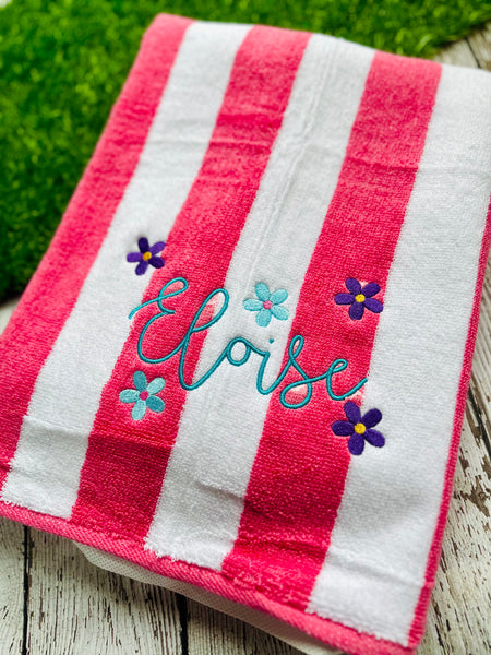 Flower Design Embroidered Beach Towel