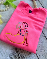 Princess & Bird Sketch Embroidery Design