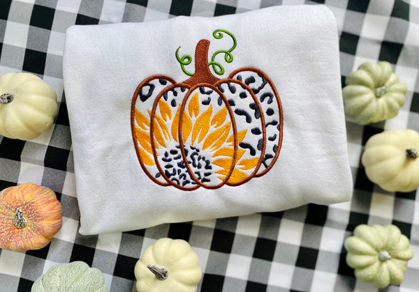 Sunflower Pumpkin Embroidered Design